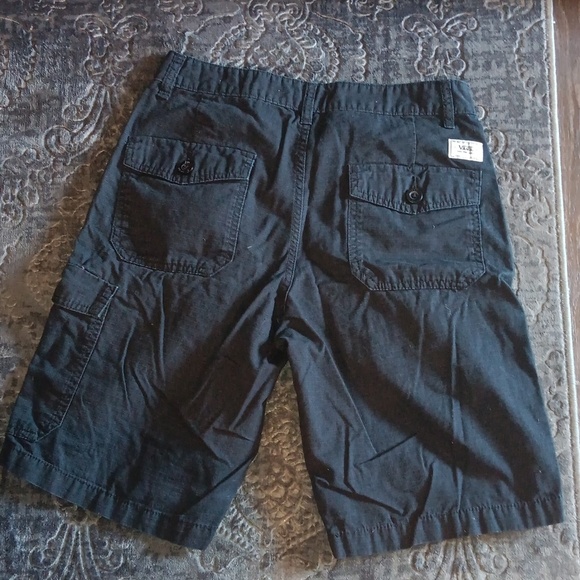 Vans Men's Size 30 Seersucker Cargo Shorts Black Button Down Back Pockets Skater - Picture 2 of 5